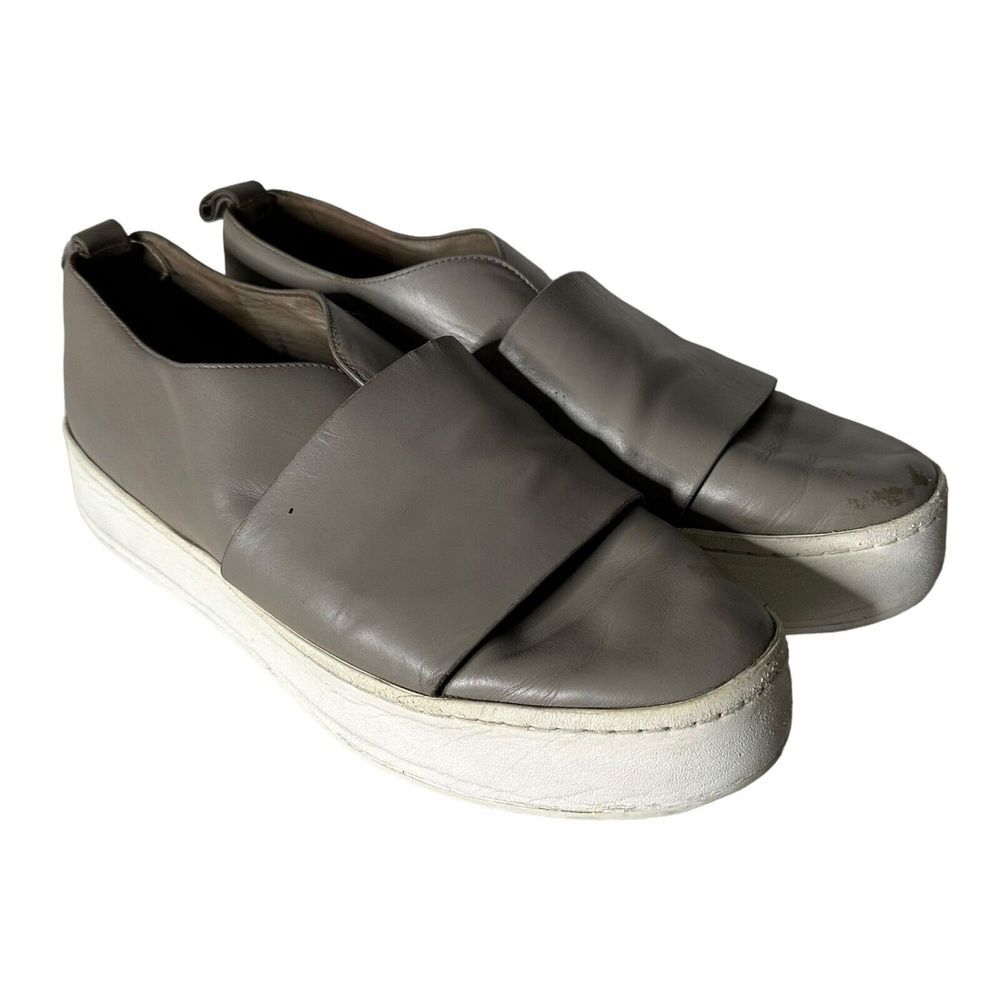Vince‎ Women's Platform Sneakers Size 9 Wallace Leather Gray Slip On Shoes